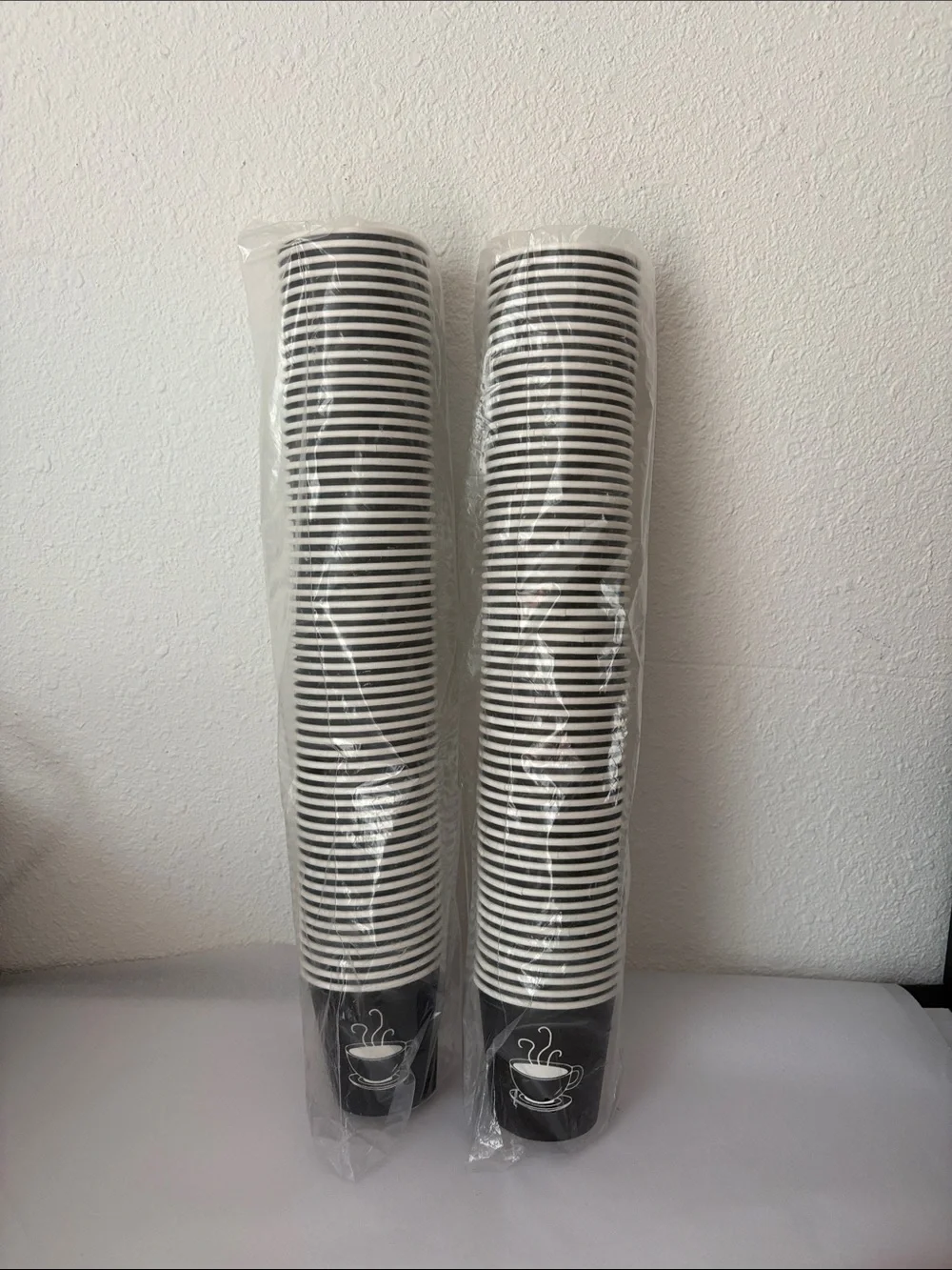 Disposable Black & White Coffee Cups - Pack of 2 Stacks 2 1/2” tall 120 cups